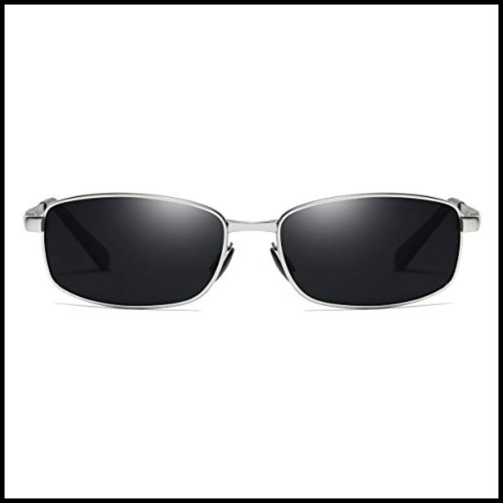 Wrap Polarized Sunglasses Rectangular Metal Frame… - image 2